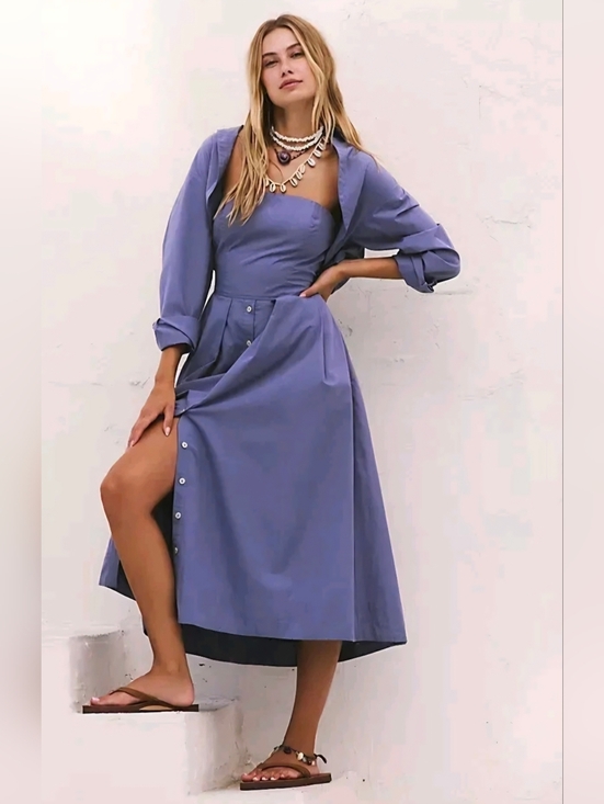 Free People Dresses & Skirts - Free People Isley Midi Dress Button Down XS NWT